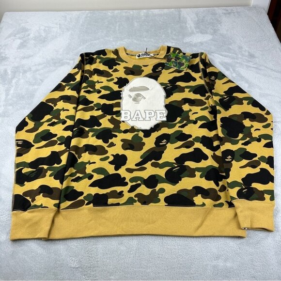 Bape A Bathing Ape NWT Men's Size XL 1st Green Camo Crewneck Big Embroidery - Picture 10 of 14